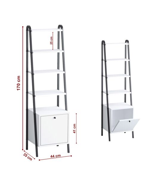 Bibliothèque Lisa noir/blanc - 44x170x35 cm