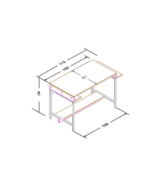 Bureau Balista saphir/noir - 113x74x57 cm