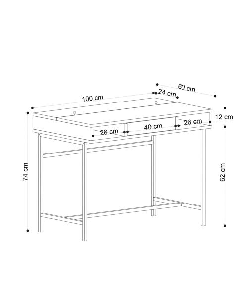 Bureau Berry saphir/noir - 100x75x60 cm