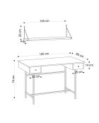 Bureau Dixie saphir/noir - 120x74x60 cm