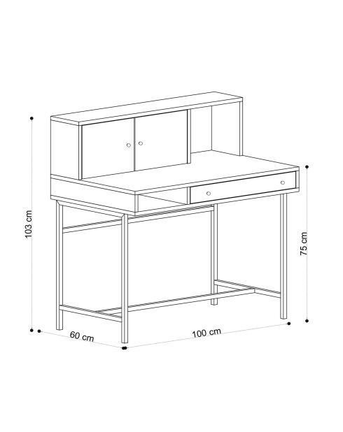 Bureau Jodie saphir/noir - 100x103x60 cm