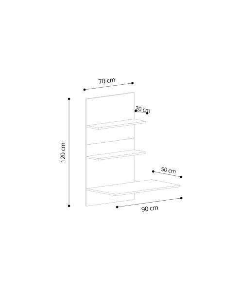 Bureau mural Pooh saphir/noir - 90x90x50 cm