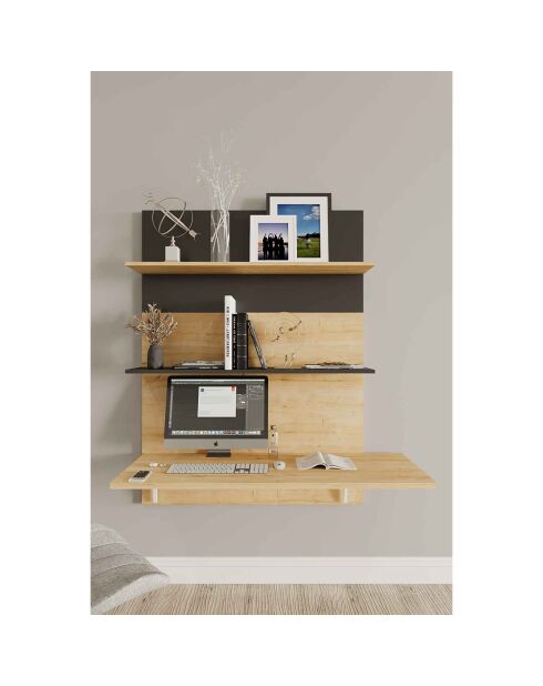 Bureau mural Pooh saphir/noir - 90x90x50 cm