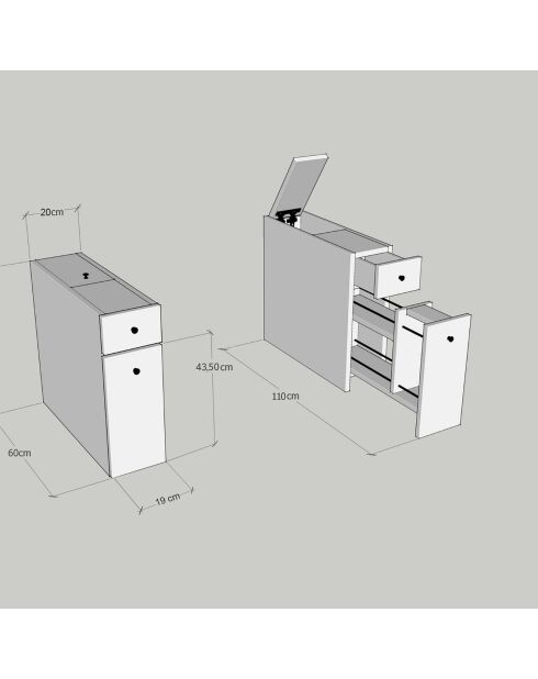 Meuble toilette Calencia travertine - 20x55x60 cm