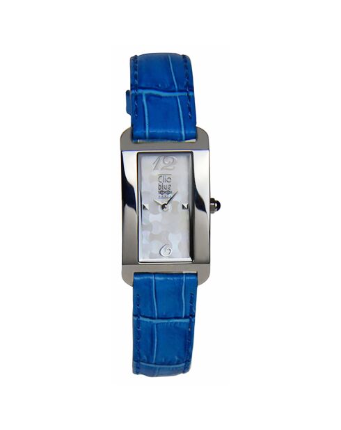 Montre en Cuir argenté/bleu