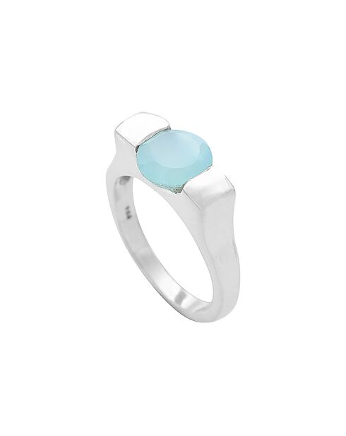 Zilveren en blauwe chalcedoon ring