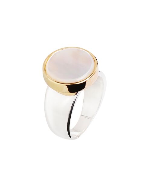 Ring met parelmoer in zilver en zilver/goud