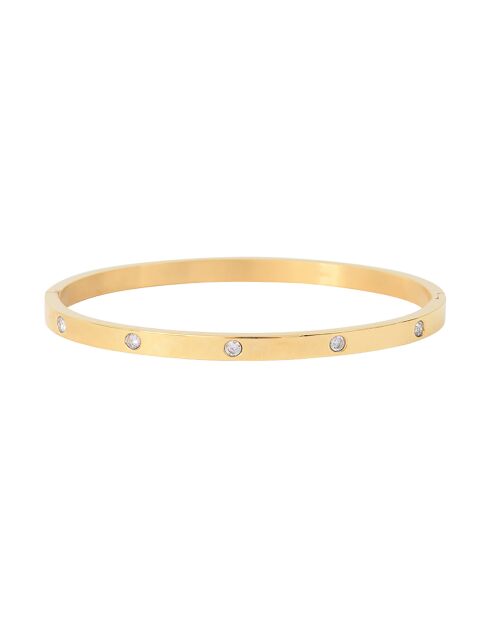Armband aus goldenem Stahl und 5 Zirkoniumoxiden