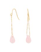 Boucles d'oreilles en Acier doré & Quartz rose