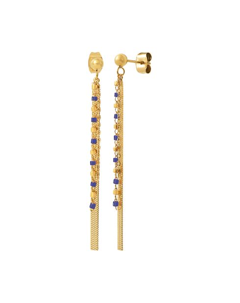 Boucles d'oreilles en Acier & Perles Miyuki doré/marine