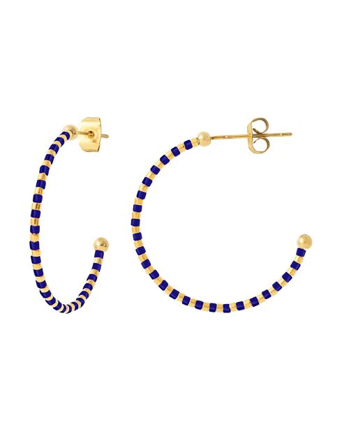 Boucles d'oreilles en Acier & Perles Miyuki doré/marine