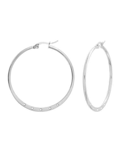 Boucles d'oreilles en Acier & Oxydes de zirconium argentées