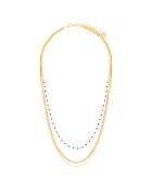 Collier en Acier & Perles Miyuki doré/marine