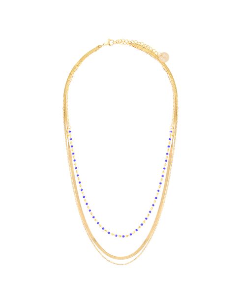Collier en Acier & Perles Miyuki doré/marine