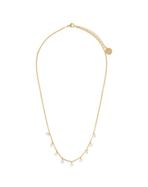 Collier en Acier & Cristal doré/blanc