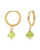Boucles d'oreilles en Acier & Péridot doré/vert