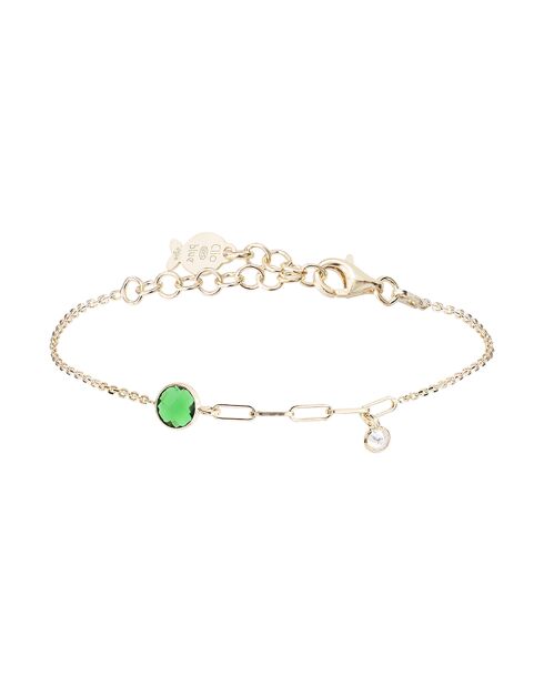 Bracelet en Argent doré & Cristal vert