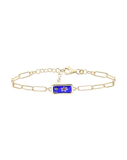 Bracelet en Argent doré & Verre de Murano bleu