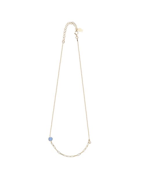 Collier en Argent & Cristal doré/bleu