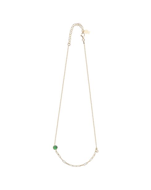 Collier en Argent & Cristal doré/vert