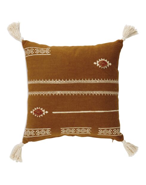Coussin Coton Aisha marron - 45x45 cm