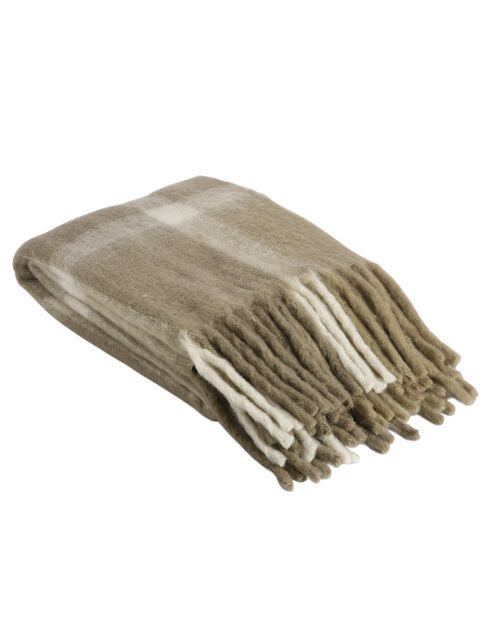 Couverture en Laine Tartan beige - 125x150 cm