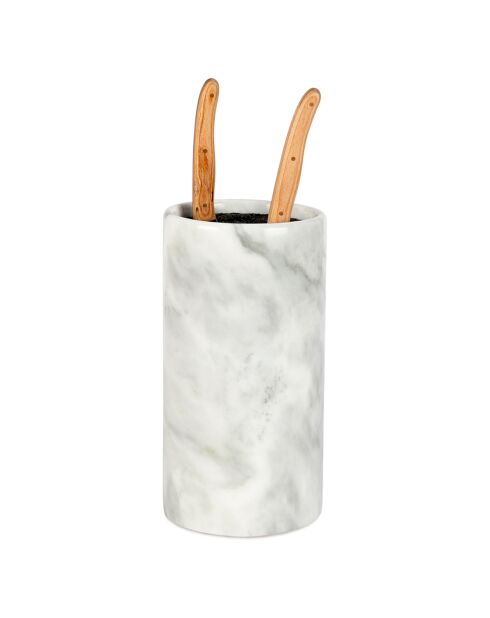 Support Couteau Marbre Bl blanc/noir - 12.5x12.5x24 cm