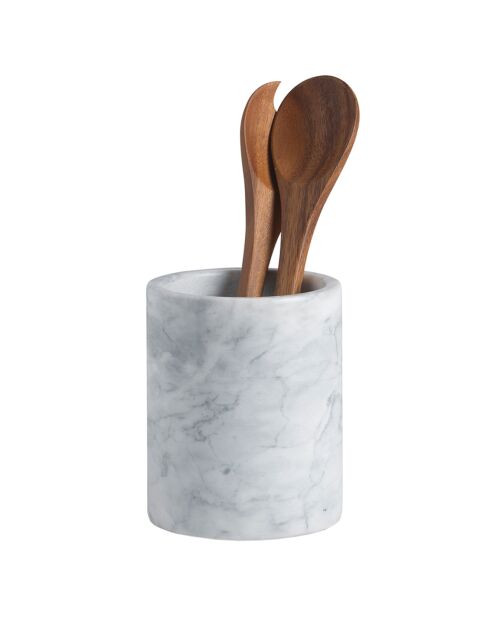 Porte-Ustensiles Marbre blanc/gris marbré - Ø 13x16 cm