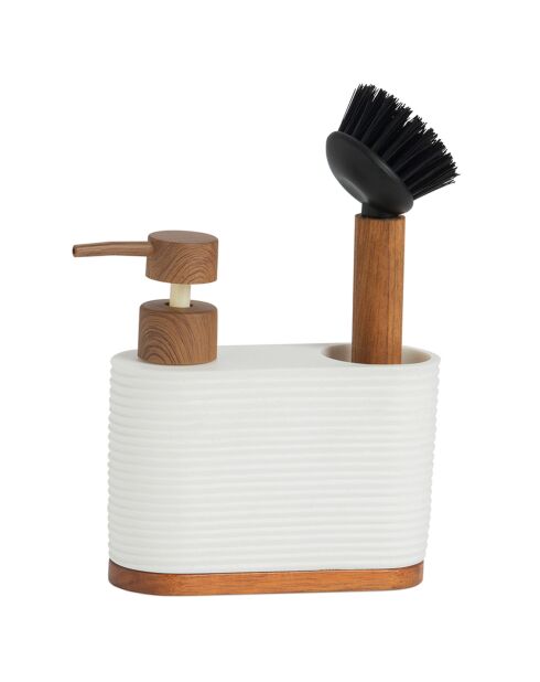 Distributeur de Savon Pol/Acacia blanc - 16.5x8x22 cm