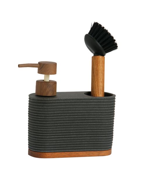 Distributeur de Savon Pol/Gris Acacia gris - 16.5x8x22 cm