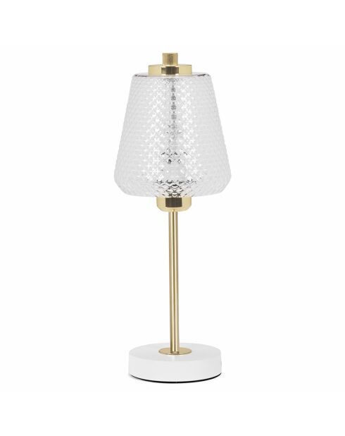 Lampe Doré/Verre Elizabeth doré/blanc/transparent - Ø15x42 cm