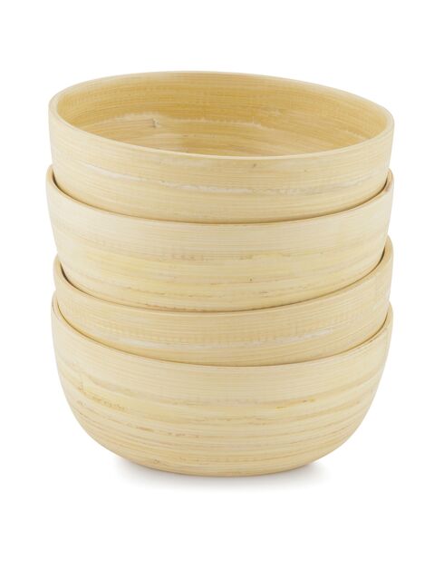4 Bols Bambou bois naturel - Ø15x6 cm
