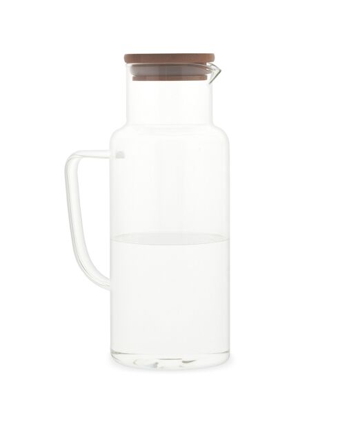 Carafe Verre/Couv Bambou transparent/marron - Ø9x23 cm