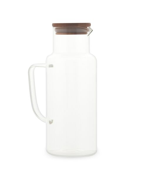 Carafe Verre/Couv Bambou transparent/marron - Ø9x23 cm