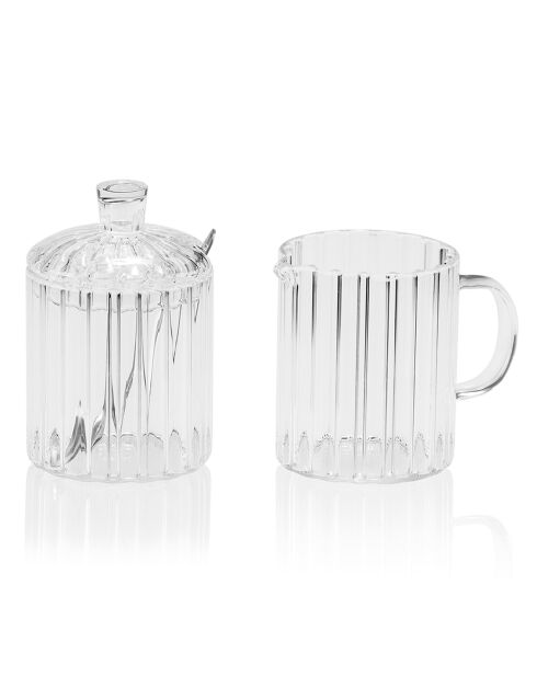 Set Sucrier/Pot à Lait en Verre transparent