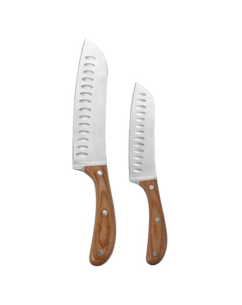 2 Couteaux Santoku argenté/marron