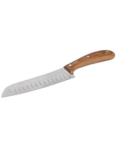 2 Couteaux Santoku argenté/marron