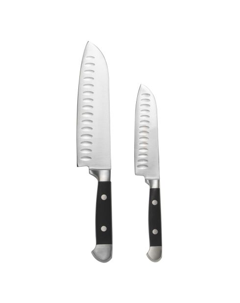 2 Couteaux Santoku argenté/noir