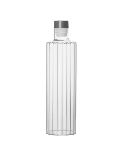 Bouteille Rayures Verre/Inox transparente - Ø 8x30 cm