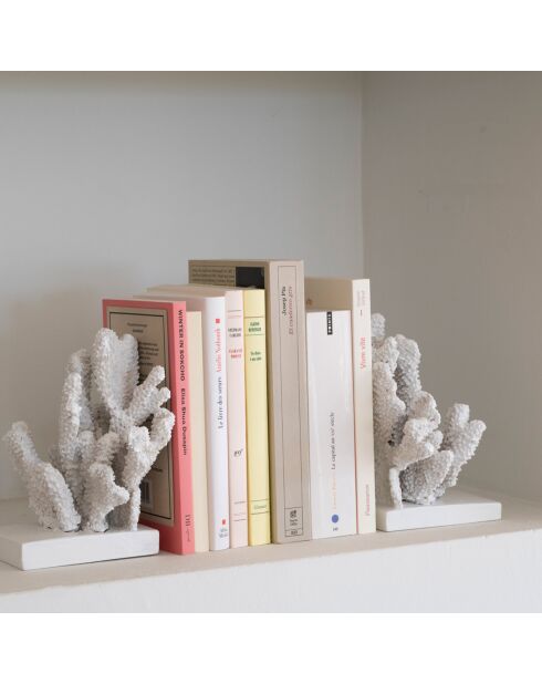 2 Serre-Livres Corail blancs - 25x20x18 cm