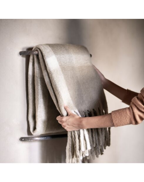 Couverture en Laine Tartan beige - 125x150 cm