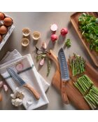 2 Couteaux Santoku argenté/marron