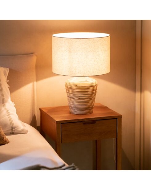 Lampe Palma Rotin Lin naturel - Ø 39x51 cm