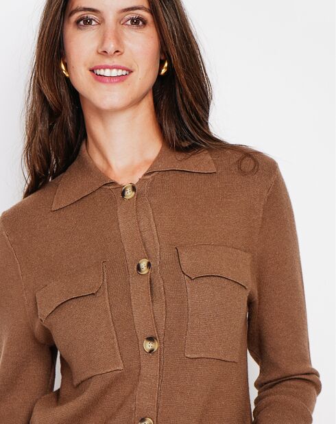 Cardigan en Cachemire mélangé Sarra marron
