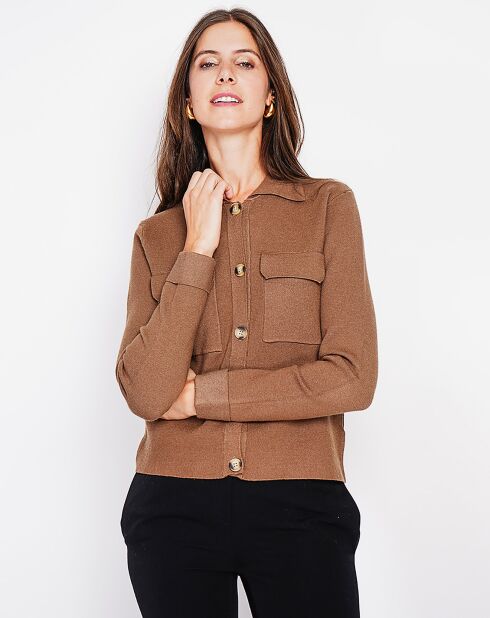Cardigan en Cachemire mélangé Sarra marron