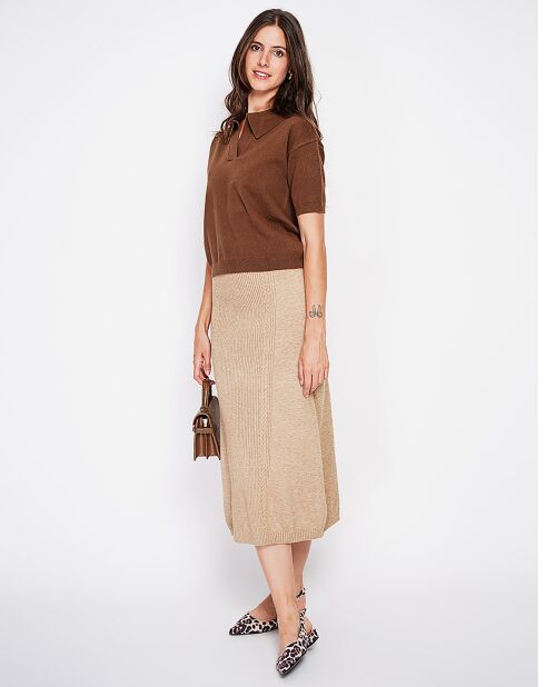 Pull manches courtes Maya marron
