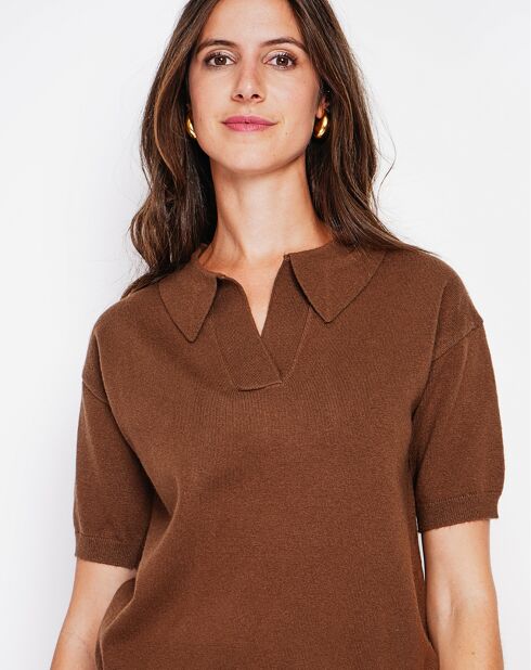 Pull manches courtes Maya marron