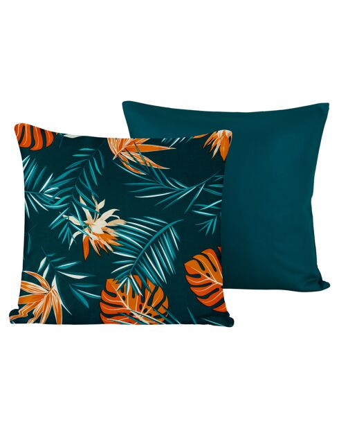 2 Housses de coussin en Satin de Coton Collection Colas deep petrol