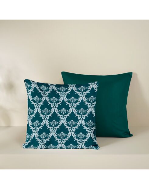 2 Housses de coussin en Satin de Coton Collection Colas deep lagoon