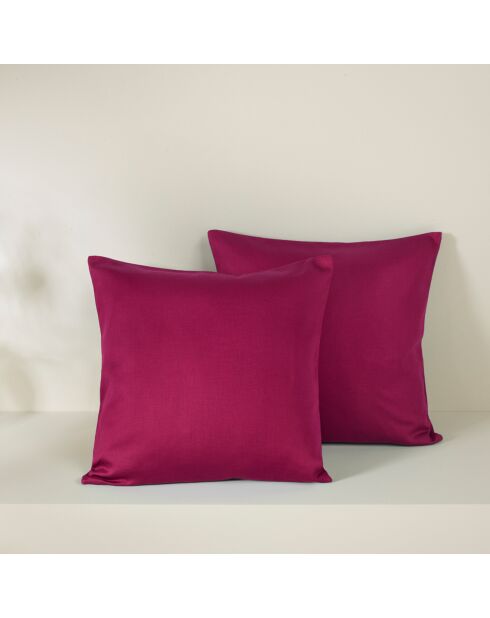 2 Housses de coussin en Satin de Coton Collection Olivia beet red